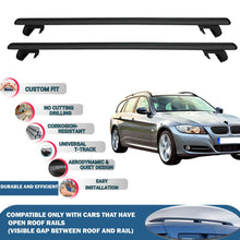 Roof Rack Cross Bars for BMW 3-Series Touring E91 2008-2012 Rail Carrier for Roof Tents 2 Pcs Black