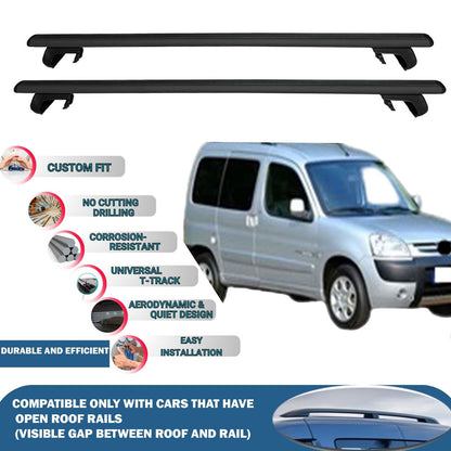 Roof Rack Cross Bars for Peugeot Partner 1996-2008 Rail Carrier for Roof Tents 2 Pcs Black