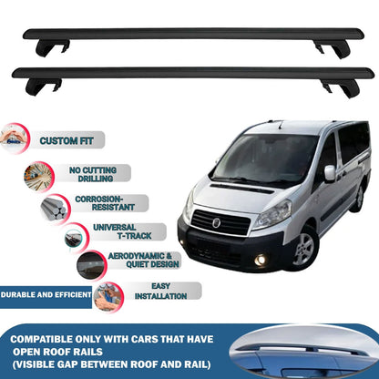 Roof Rack Cross Bars for Fiat Scudo 2007-2016 Rail Carrier for Roof Tents 2 Pcs Black