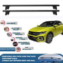 Lockable Roof Rack Cross Bars for Volkswagen T-Roc 2017-2023 | Heavy Duty Rail Carrier 2 Pcs Black