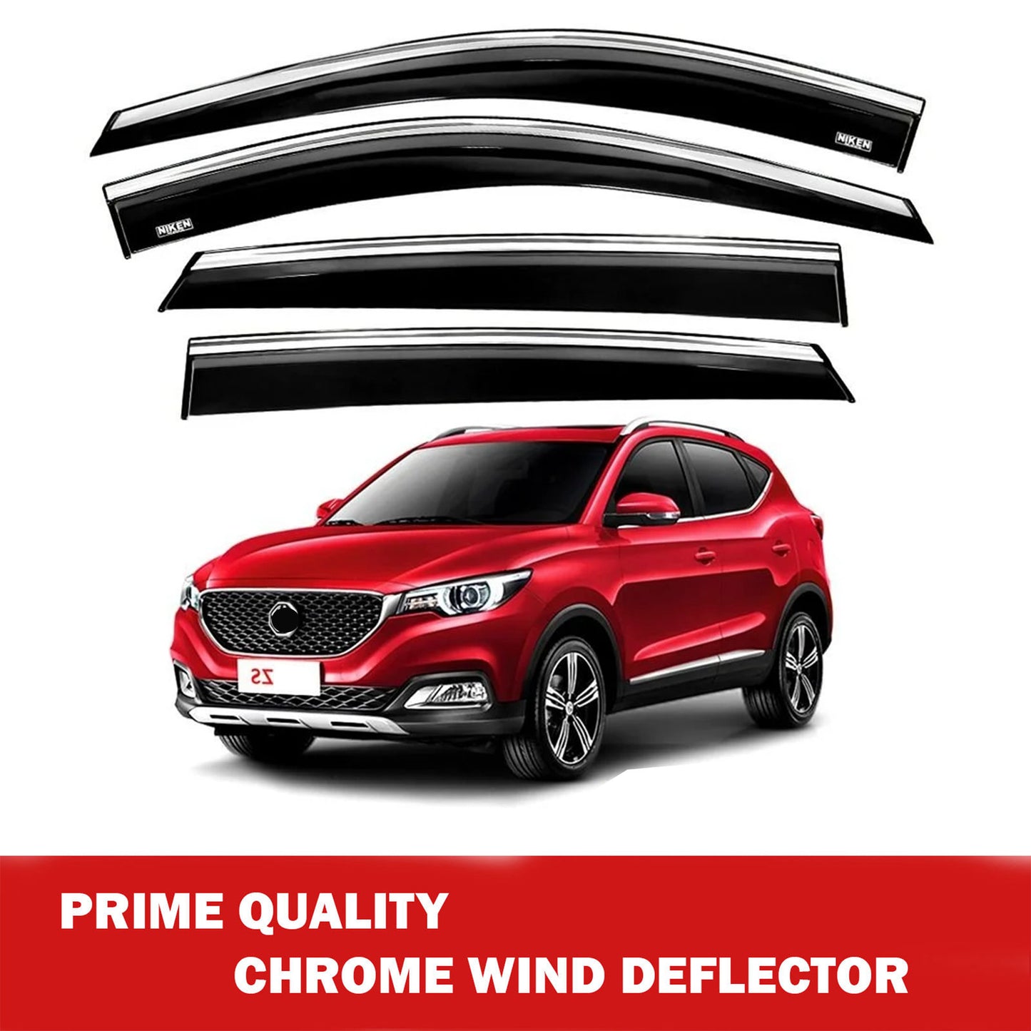 Chrome Car Wind Deflector Set for Mg Zs 2017 Onwards - Rain Guard 4 pcs
