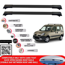 Roof Rack Cross Bars for Renault Kangoo 1997-2007 Lockable Roof Bar 2 Pcs Black