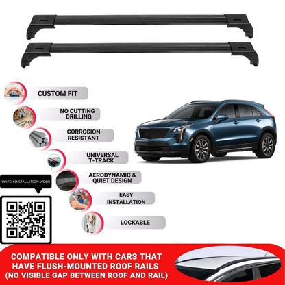 Roof Bars for Cadillac Xt4 2018+ Lockable Roof Rack Cross Bars 2 Pcs Black