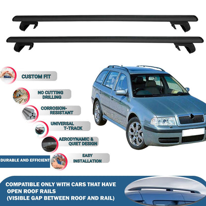 Roof Rack Cross Bars for Skoda Octavia Wagon 1998-2004 Rail Carrier for Roof Tents 2 Pcs Black