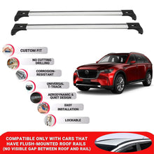 2X Car Roof Bars for Mazda Cx-90 2024+ Lockable Roof Rack Cross Bars Grey