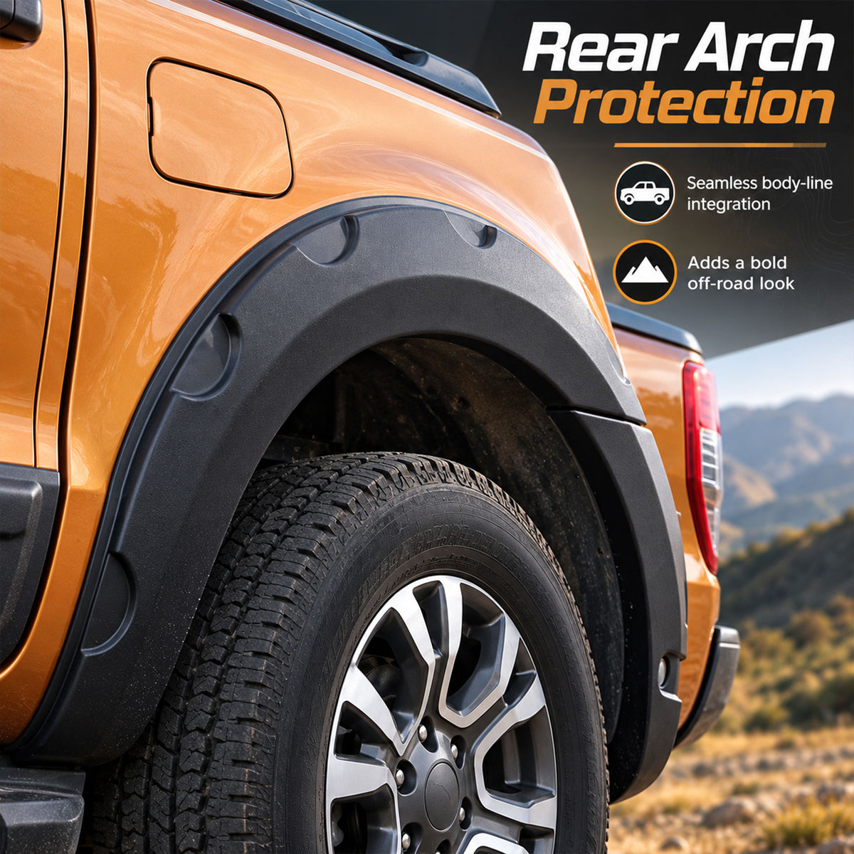 Wheel Arch Trims for Ford Ranger Wildtrak 2015-2022 6pc Black ABS Kit