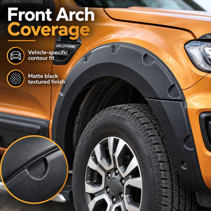 Wheel Arch Trims for Ford Ranger Wildtrak 2015-2022 6pc Black ABS Kit
