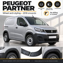Peugeot Partner 2018+ Wheel Arch Trims – 8 Piece Matte Black ABS Set