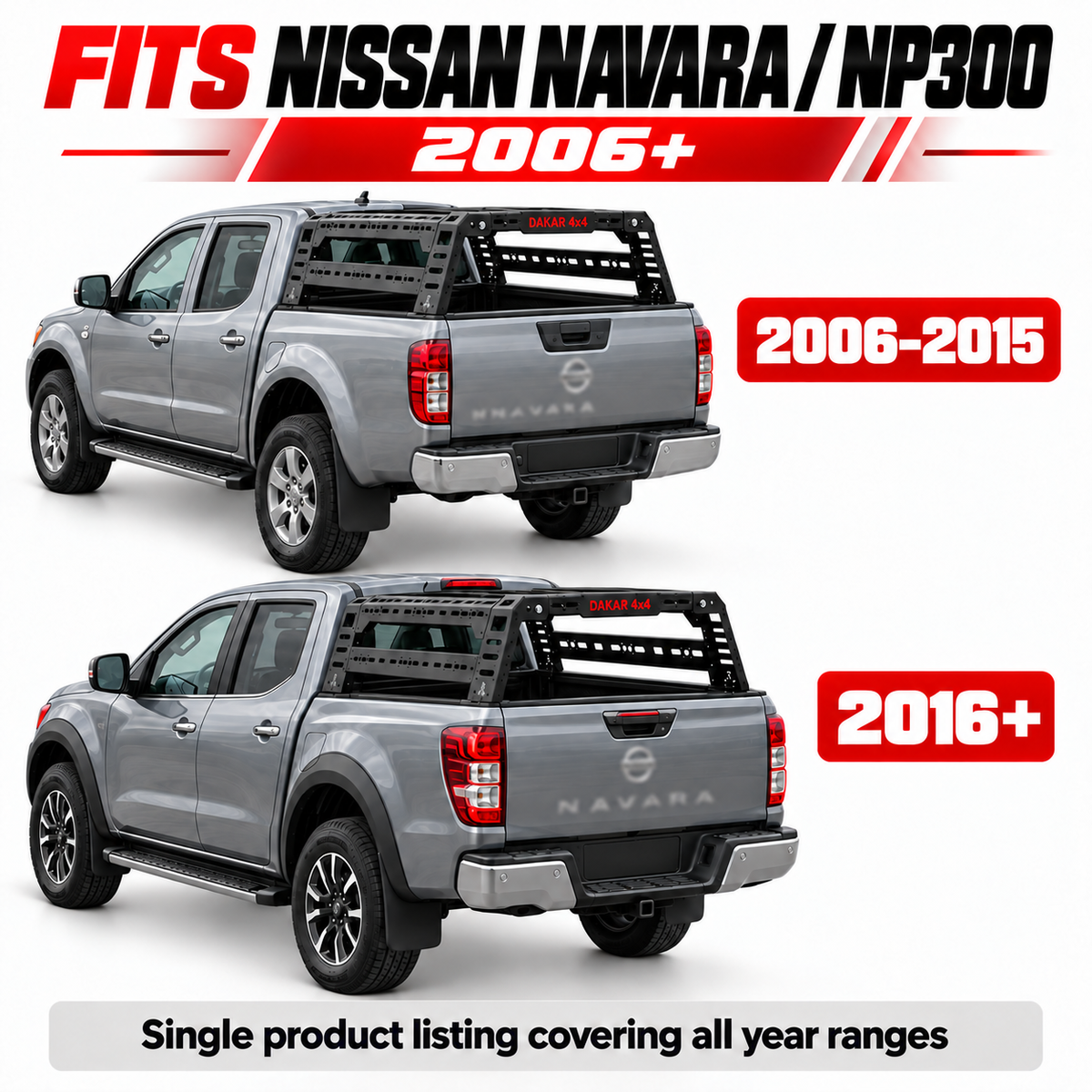 Nissan Navara NP300 2006 on bed rack, black steel tent roll bar - view 2