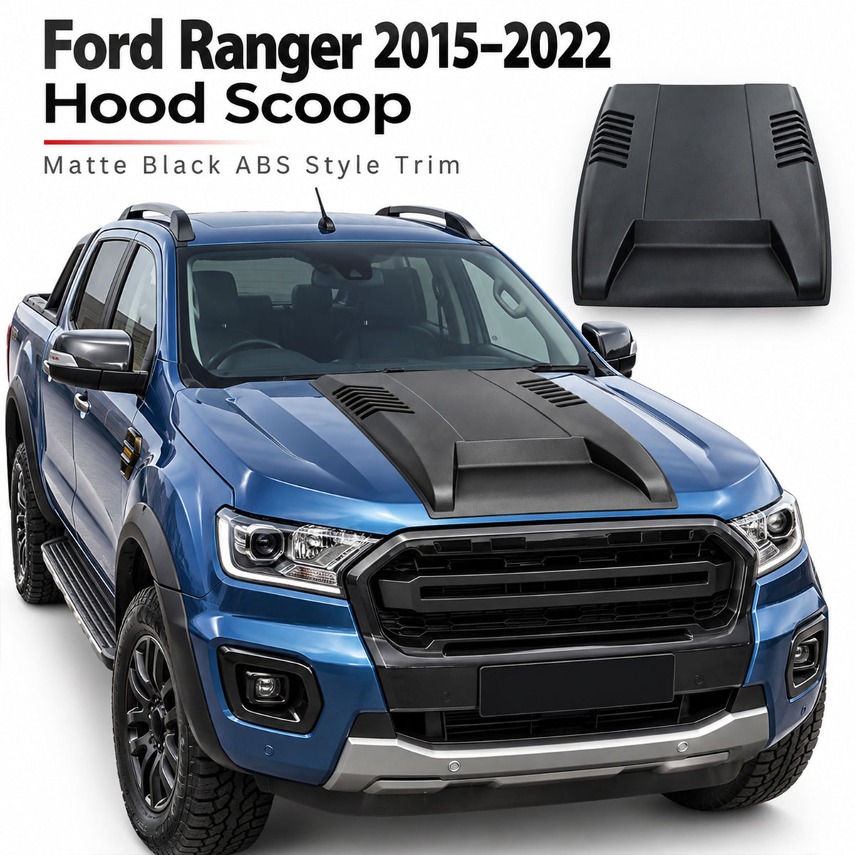 Bonnet Protector Scoop for Ford Ranger 2015-2022 Matte Black Stone Guard