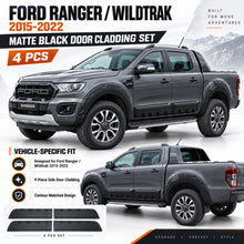 Side Door Cladding for Ford Ranger 2015-2022 4pc Black ABS Body Mouldings