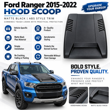 Bonnet Protector Scoop for Ford Ranger 2015-2022 Matte Black Stone Guard
