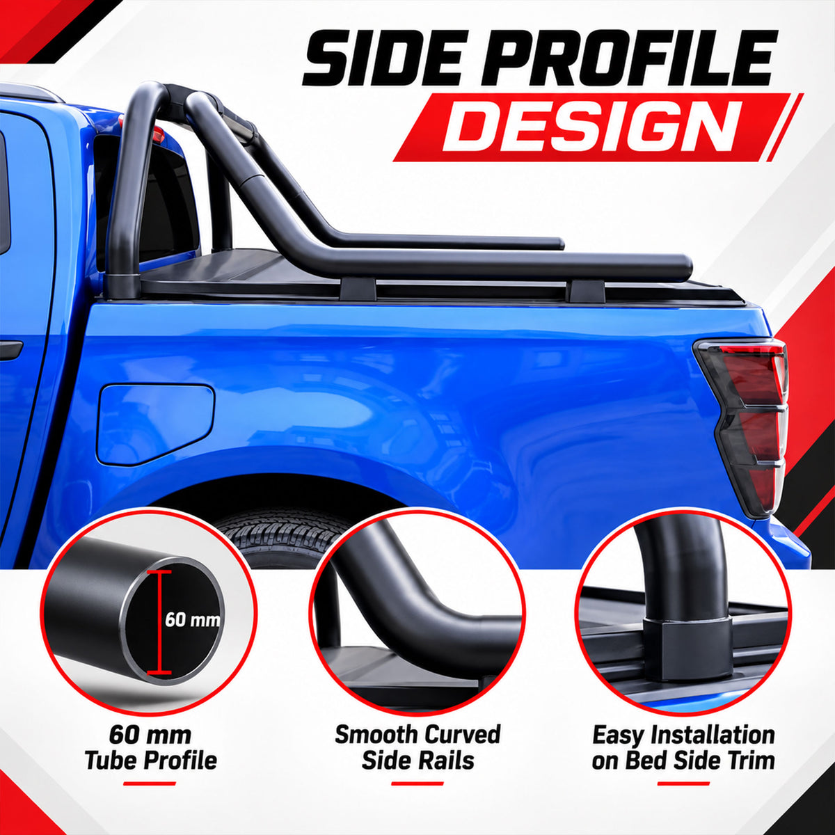 Roll Bar for Toyota Hilux 2006-2026 Pickup Sports Bar Black Steel 60mm