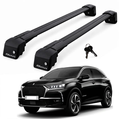 Car Roof Bars for DS 7 Crossback 2017-2026 Lockable Roof Rack Black 2 Pcs