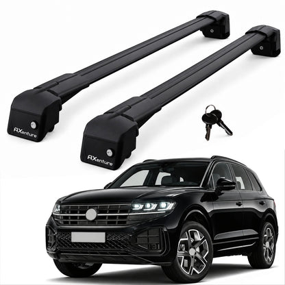 Car Roof Bars for Volkswagen Touareg 2019-2026 Lockable Roof Rack Cross Bars Black 2 Pcs