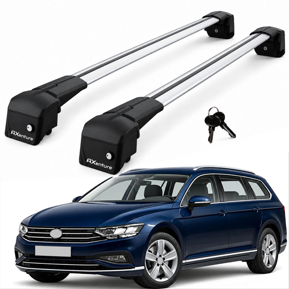 Car Roof Bars for Volkswagen Passat Variant B8 2016-2022 Lockable Roof Rack Grey 2 Pcs