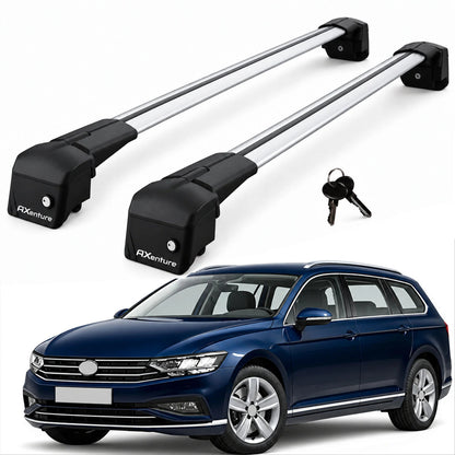 Car Roof Bars for Volkswagen Passat Variant B8 2016-2022 Lockable Roof Rack Grey 2 Pcs