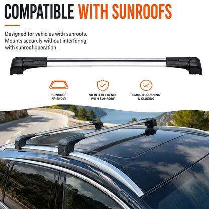 Car Roof Bars for Audi A6 Avant C8 2019-2025 Lockable Roof Rack Grey 2 Pcs