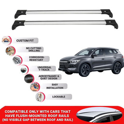 2X Car Roof Bars for Byd Sealion 5 2025+ Lockable Roof Rack Cross Bars Grey