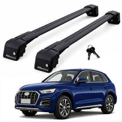 Car Roof Bars for Audi Q5 MK2 FY 2018-2025 Lockable Roof Rack Black 2 Pcs