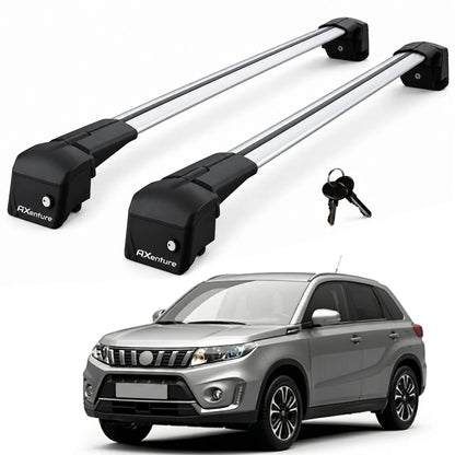 Car Roof Bars for Suzuki Vitara LY 2015-2025 Lockable Roof Rack Grey 2 Pcs