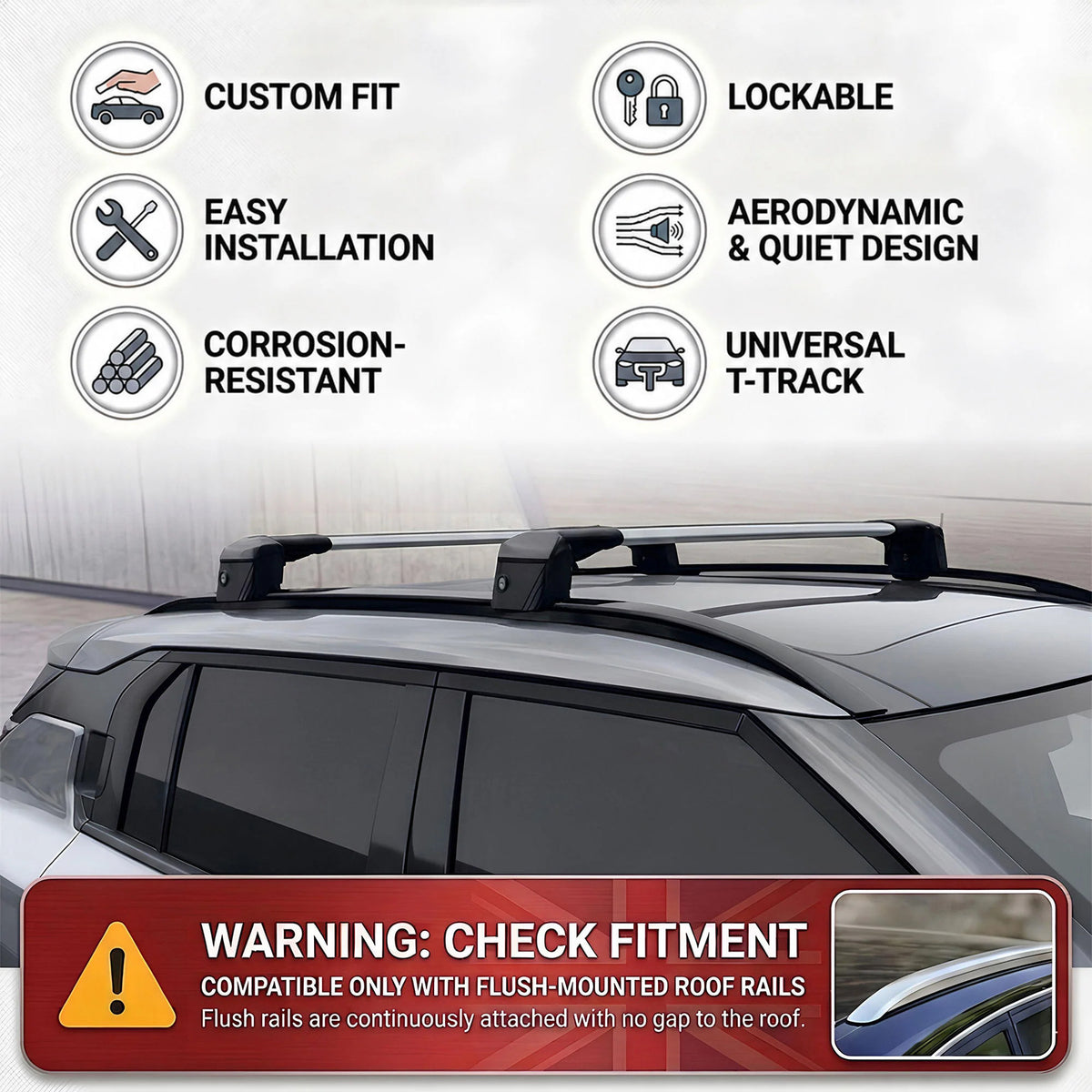Car Roof Bars for Audi Q3 MK2 F3 2018-2025 Lockable Roof Rack Grey 2 Pcs