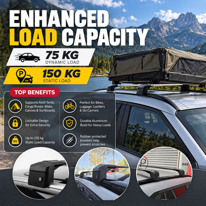 Car Roof Bars for Audi Q5 MK1 8R 2009-2017 Lockable Roof Rack Black 2 Pcs