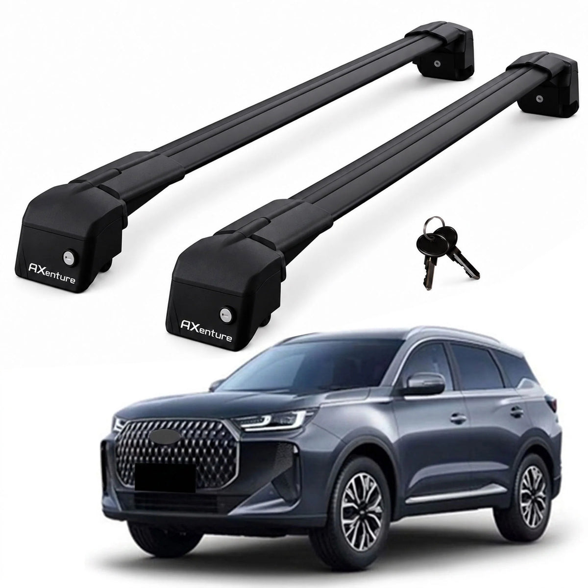 Car Roof Bars for Chery Tiggo 7 SUV 2025+ Lockable Roof Rack Black 2 Pcs