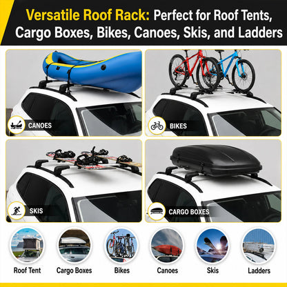 Car Roof Bars for Audi A6 Avant C7 2011-2018 Lockable Roof Rack Black 2 Pcs