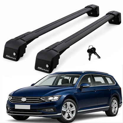 Car Roof Bars for Volkswagen Passat Variant B8 2016-2022 Lockable Roof Rack Black 2 Pcs