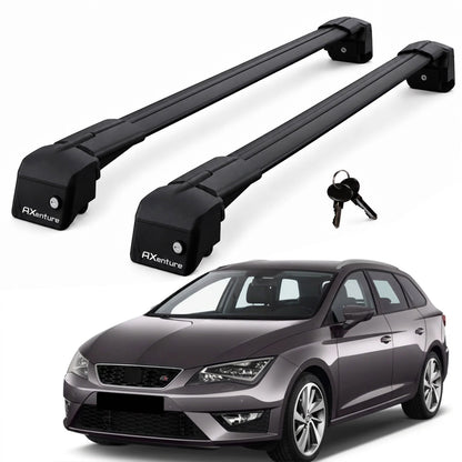 Car Roof Bars for Seat Leon ST Estate 2013-2020 Lockable Roof Rack Black 2 Pcs