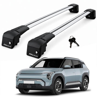 Car Roof Bars for Kia EV3 2024+ Lockable Roof Rack Cross Bars Grey 2 Pcs