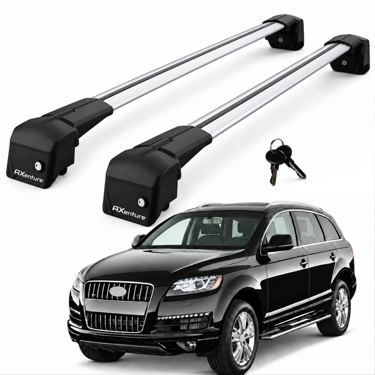 Car Roof Bars for Audi Q7 MK1 4L 2006-2015 Lockable Roof Rack Grey 2 Pcs