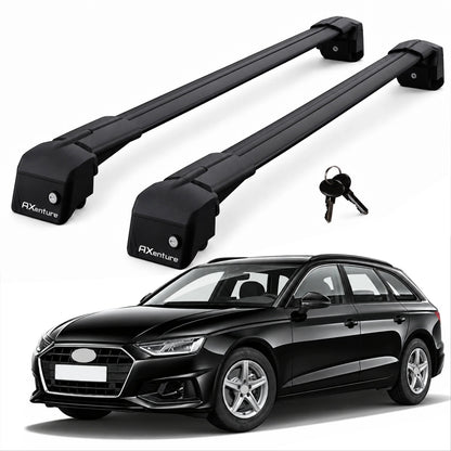 Car Roof Bars for Audi A4 Avant B9 2016-2025 Lockable Roof Rack Black 2 Pcs