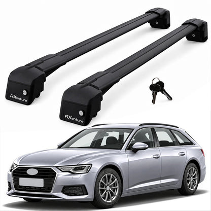 Car Roof Bars for Audi A6 Avant C8 2019-2025 Lockable Roof Rack Black 2 Pcs