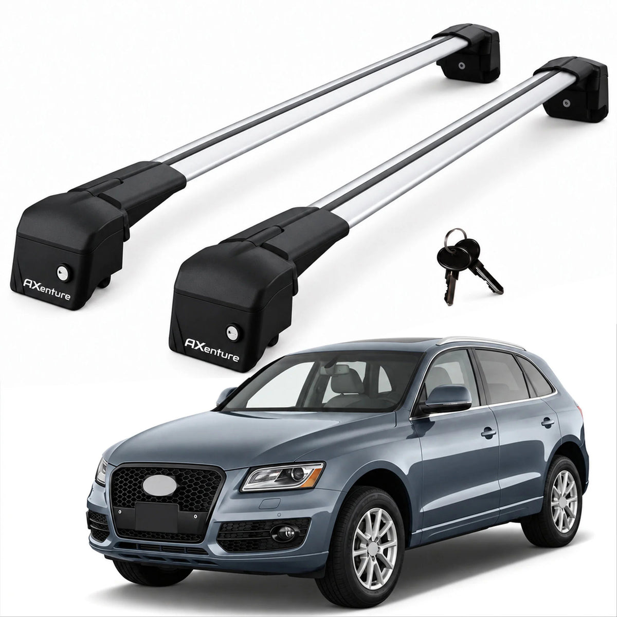 Car Roof Bars for Audi Q5 MK1 8R 2009-2017 Lockable Roof Rack Grey 2 Pcs