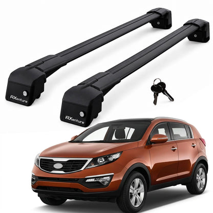 Car Roof Bars for Kia Sportage SL 2010-2015 Lockable Roof Rack Black 2 Pcs