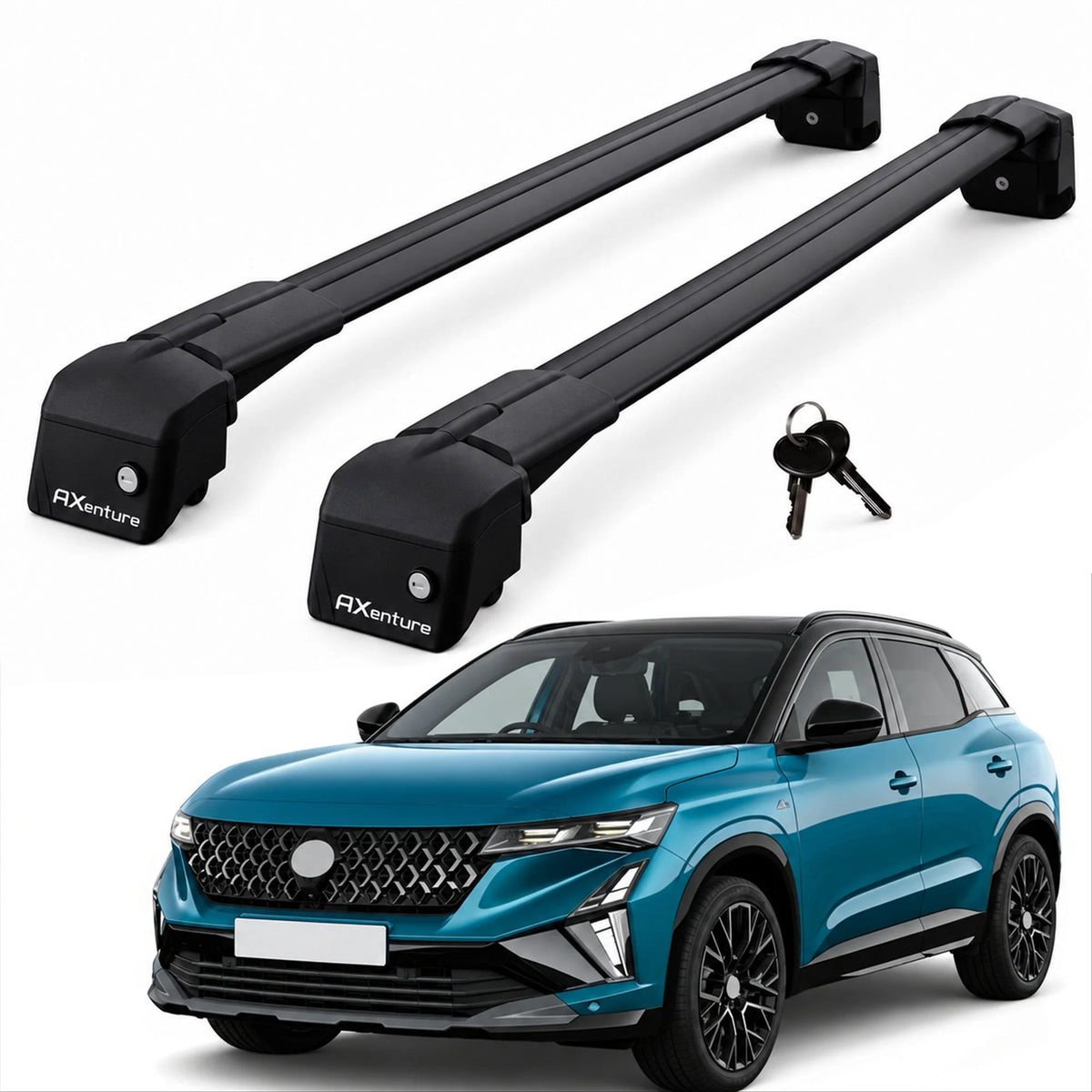 Car Roof Bars for Renault Austral 2023-2026 Lockable Roof Rack Black 2 Pcs