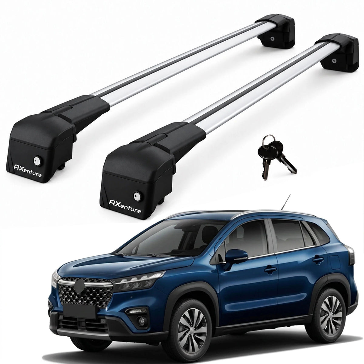 Car Roof Bars for Suzuki S-Cross JYB 2021-2026 Lockable Roof Rack Grey 2 Pcs