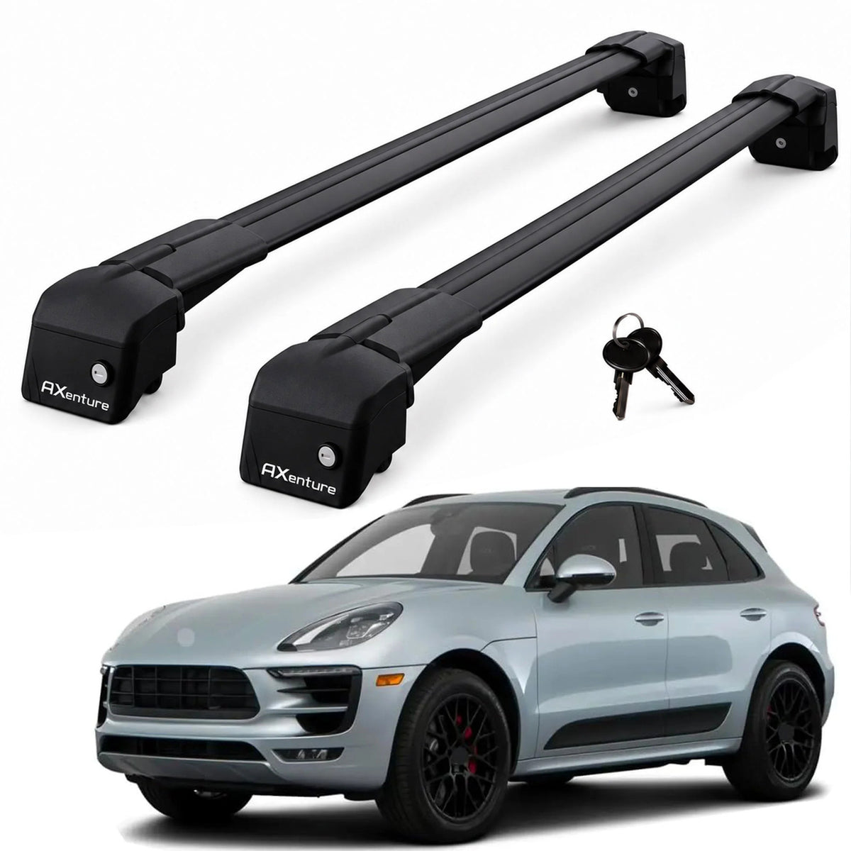 Car Roof Bars for Porsche Macan 2014-2023 Lockable Roof Rack Black 2 Pcs