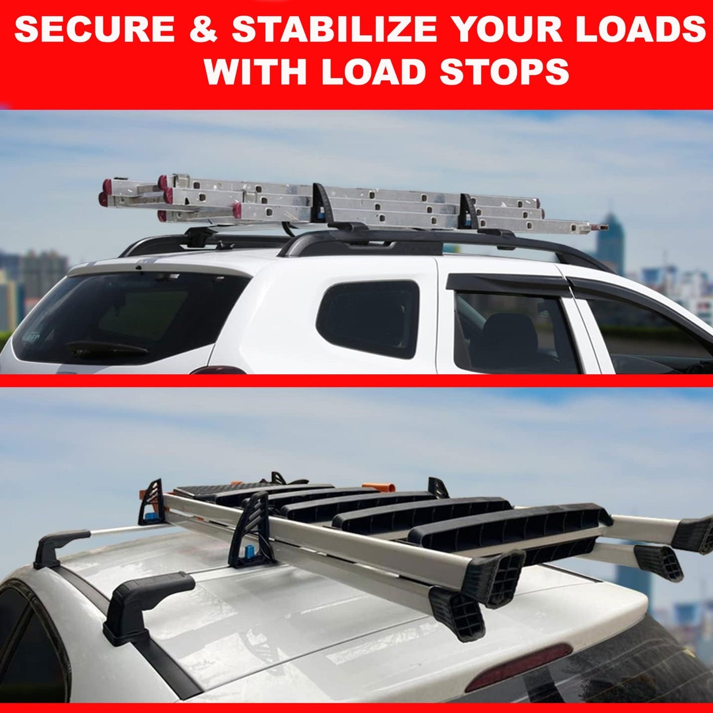 Adjustable Ladder Rack Load Stops Mounts 4 Pack for T-Track Cross Bars