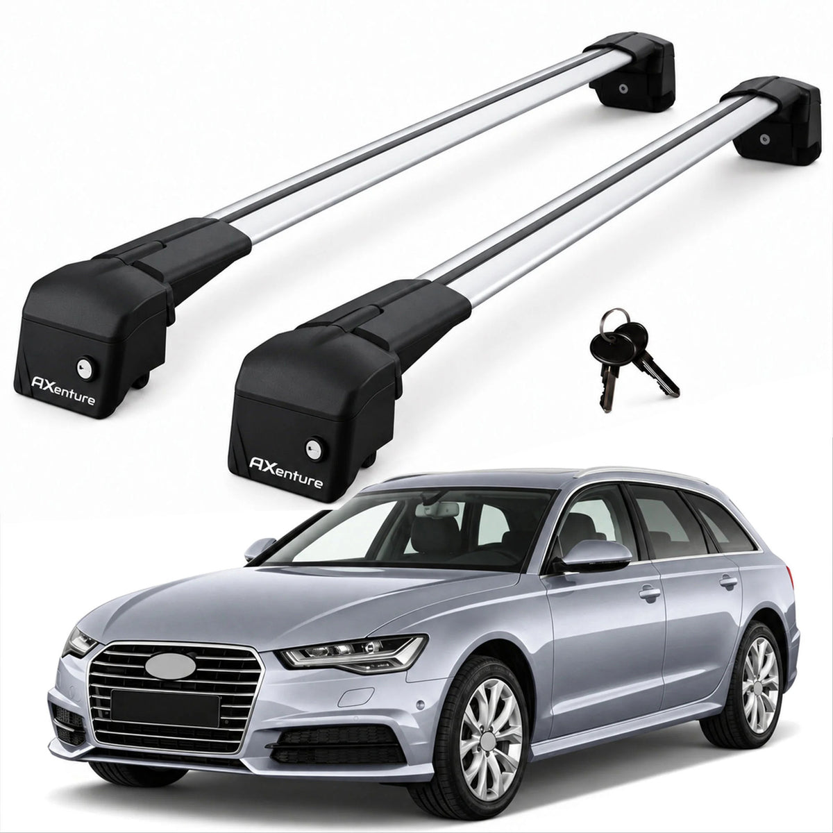 Car Roof Bars for Audi A6 Avant C7 2011-2018 Lockable Roof Rack Grey 2 Pcs