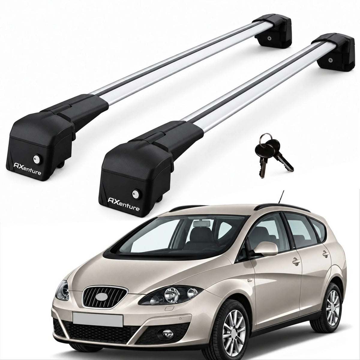 Car Roof Bars for Seat Altea XL MPV 2006-2015 Lockable Roof Rack Grey 2 Pcs