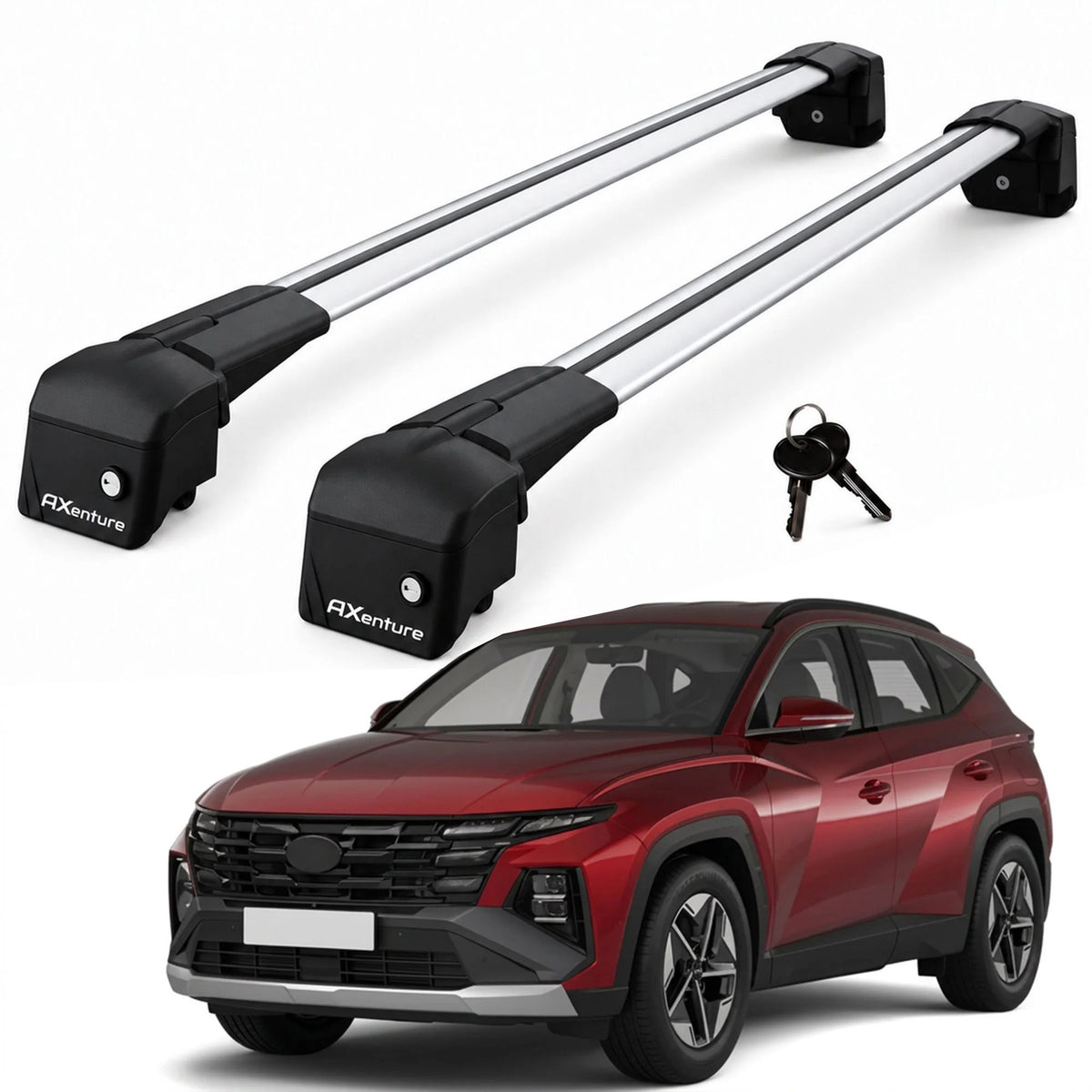 Car Roof Bars for Hyundai Tucson 2022-2026 Lockable Roof Rack Grey 2 Pcs