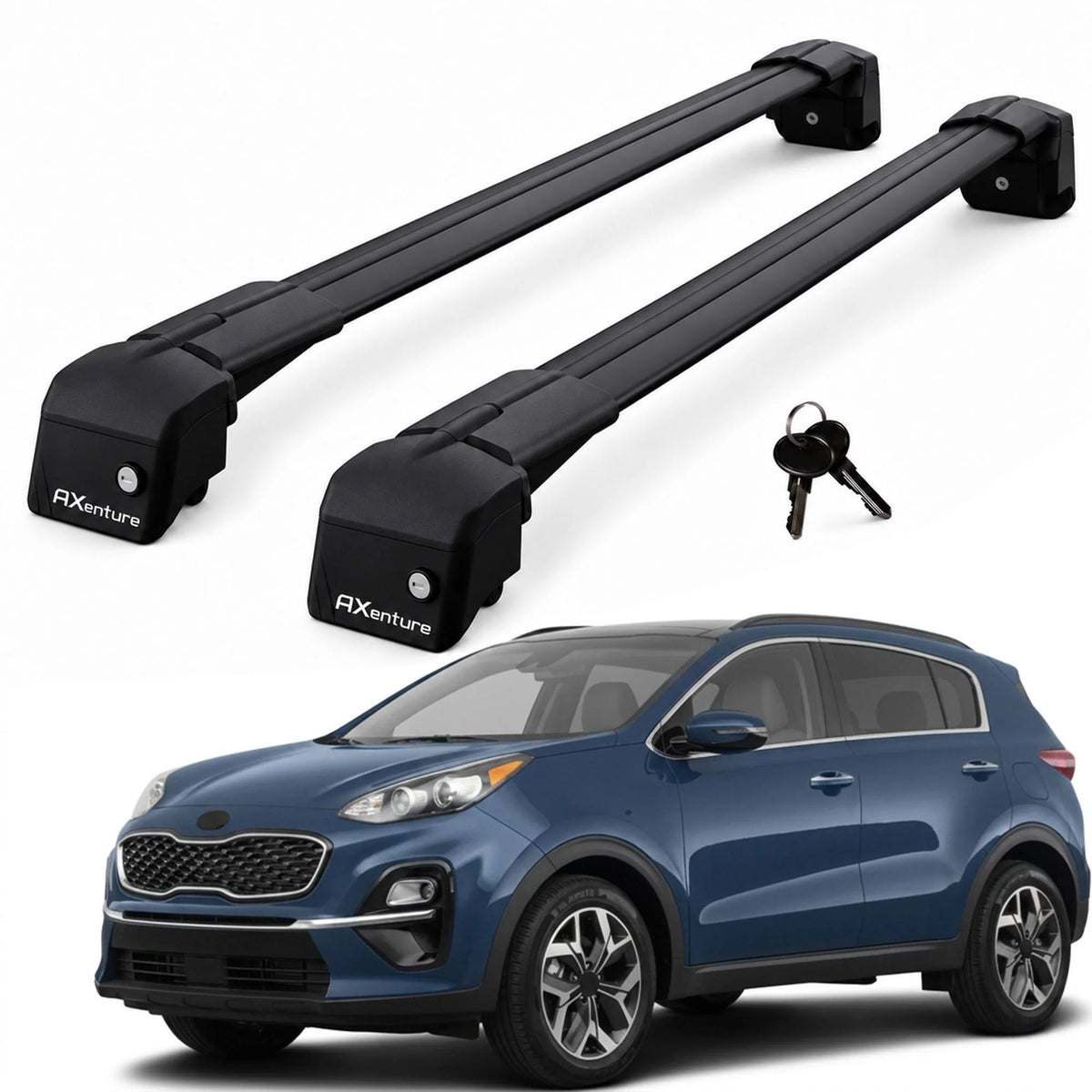 Car Roof Bars for Kia Sportage QL 2016-2021 Lockable Roof Rack Black 2 Pcs