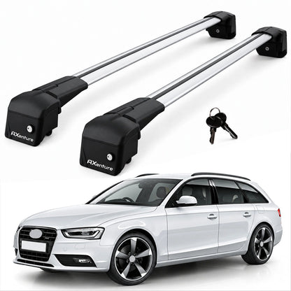 Car Roof Bars for Audi A4 Avant B8 2008-2015 Lockable Roof Rack Grey 2 Pcs