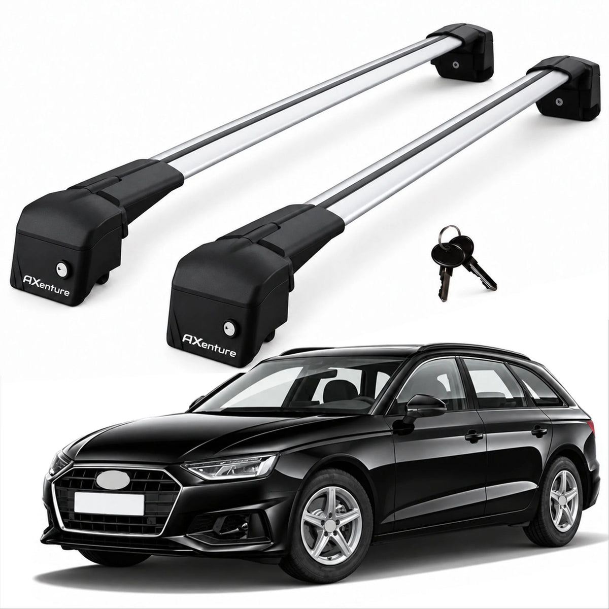 Car Roof Bars for Audi A4 Avant B9 2016-2025 Lockable Roof Rack Grey 2 Pcs