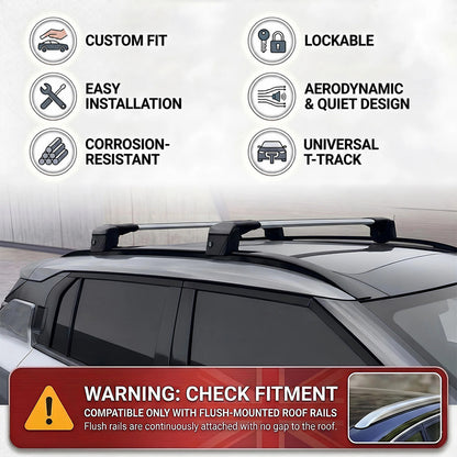 Car Roof Bars for Hyundai IX35 SUV 2010-2015 Lockable Roof Rack Grey 2 Pcs