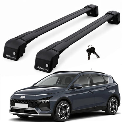Car Roof Bars for Hyundai Bayon 2021-2026 Lockable Roof Rack Black 2 Pcs