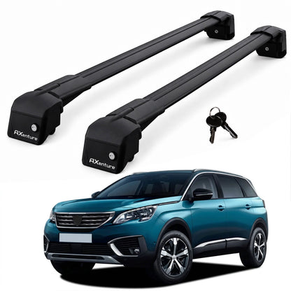 Car Roof Bars for Peugeot 5008 P87 2017-2024 Lockable Roof Rack Black 2 Pcs